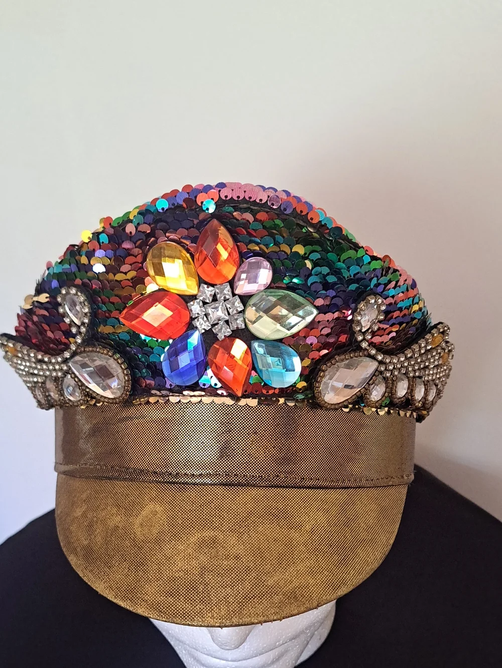 Sequin Captain Hat Embellished Multicolor Sequin Women's Cap